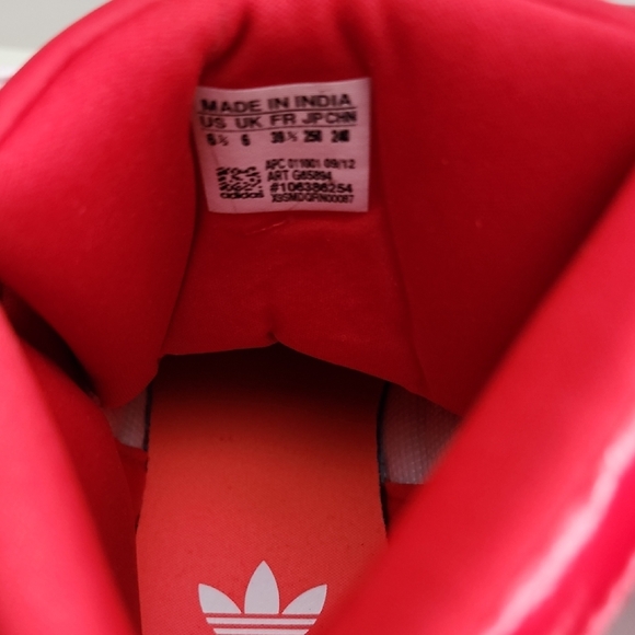 Adidas Bold Red High-Tops with White Accents - Picture 7 of 10